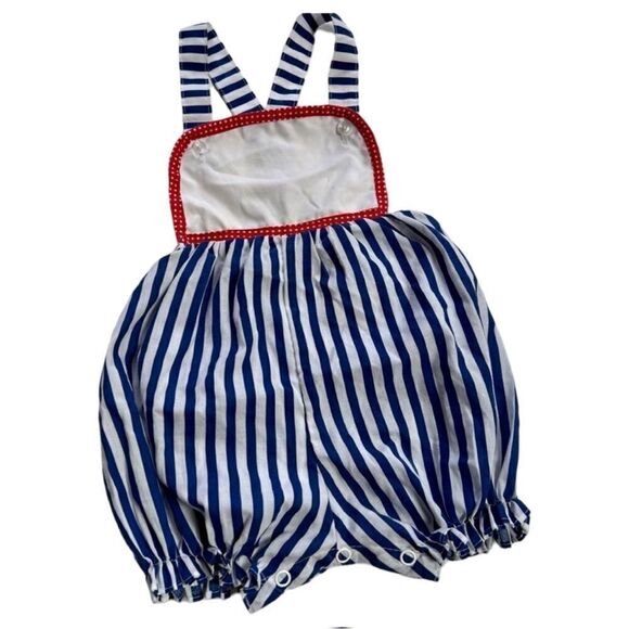 Preppy Vintage 1980s Nautical Overall Bubble Romper - Picture 1 of 9